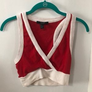 Red and white cropped tank